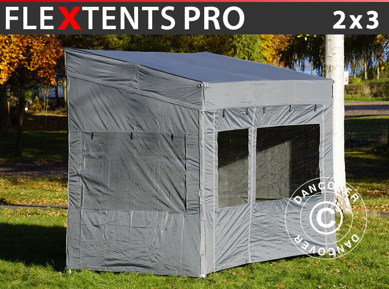 Foldetelt FleXtents PRO Trapezo 2x3m Grå, inkl. 4 sider