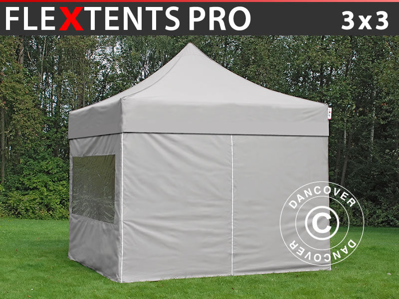 Foldetelt FleXtents PRO 3x3m Latte, inkl. 4 sider