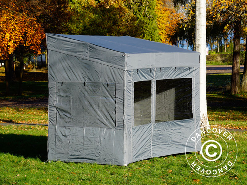Foldetelt FleXtents PRO Trapezo 3x3m Grå, inkl. 4 sider