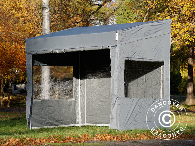 Foldetelt FleXtents PRO Trapezo 3x3m Grå, inkl. 4 sider