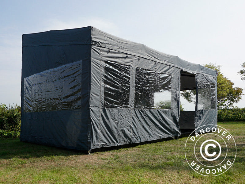 Foldetelt FleXtents PRO Trapezo 3x6m Grå, inkl. 4 sider