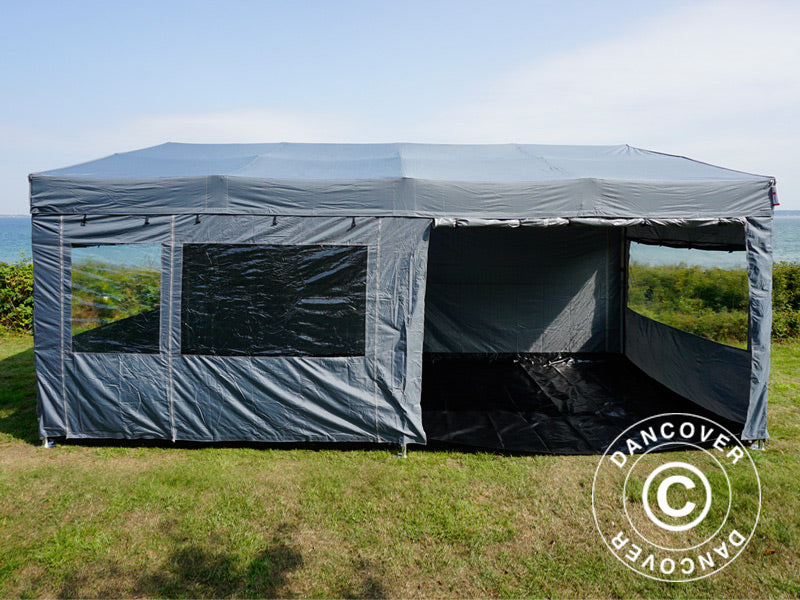 Foldetelt FleXtents PRO Trapezo 3x6m Grå, inkl. 4 sider