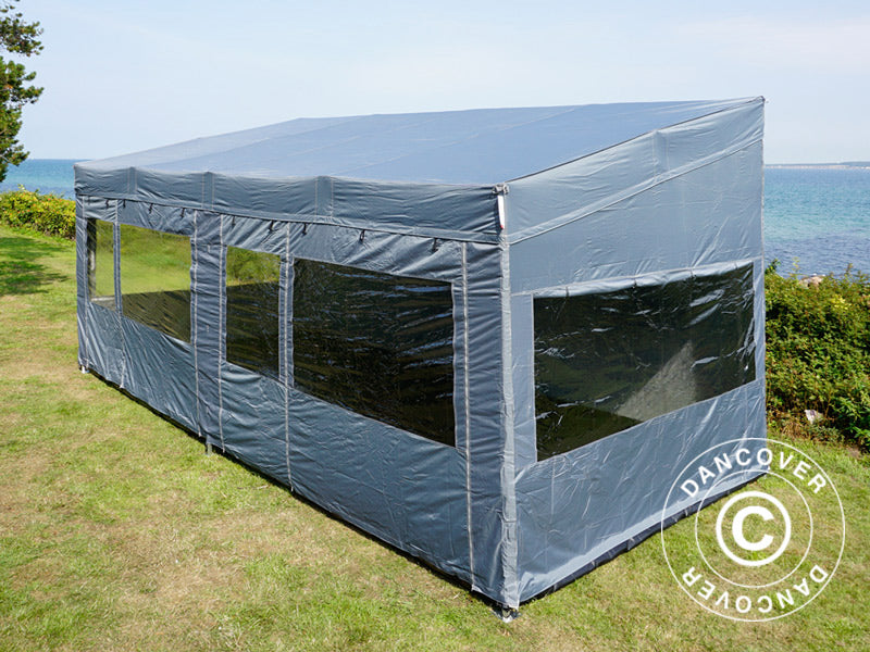 Foldetelt FleXtents PRO Trapezo 3x6m Grå, inkl. 4 sider