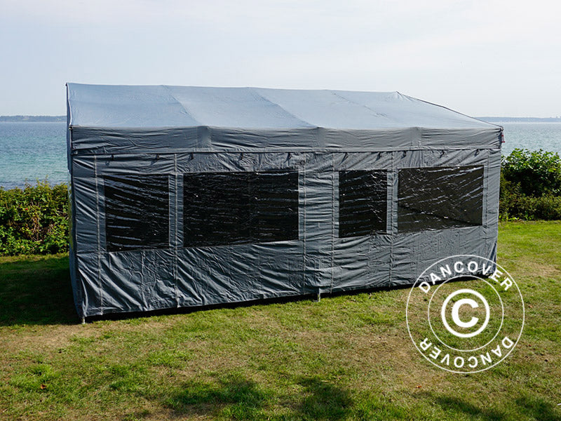 Foldetelt FleXtents PRO Trapezo 3x6m Grå, inkl. 4 sider
