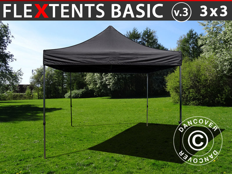 Foldetelt FleXtents Basic v.3, 3x3m Sort