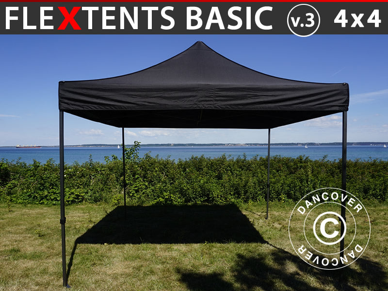 Foldetelt FleXtents Basic v.3, 4x4m Sort