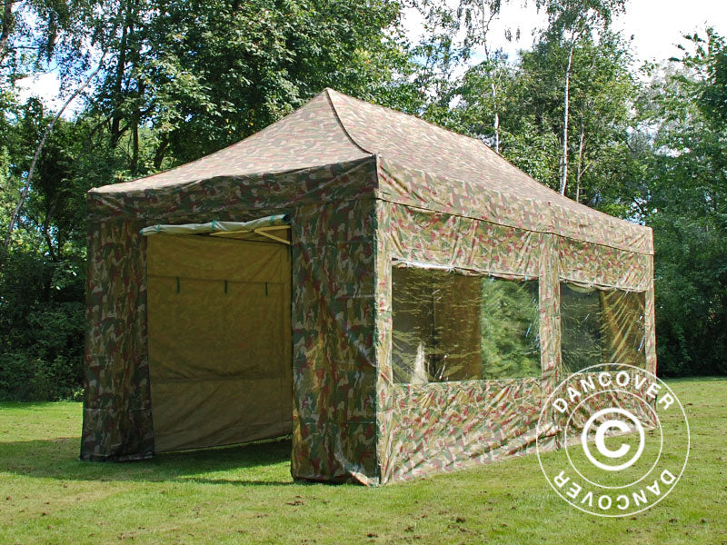 Foldetelt FleXtents PRO Steel 3x6m Camouflage/Militær, inkl. 6 sider