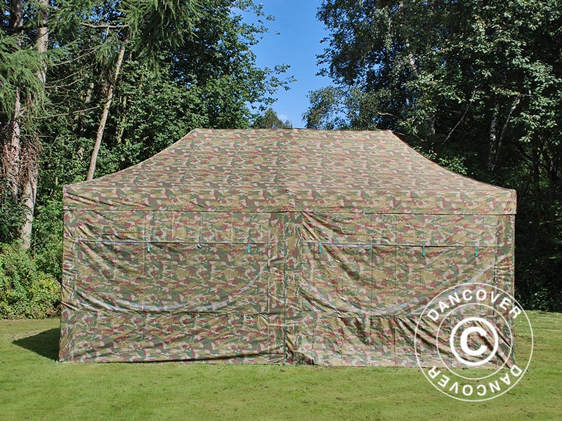 Foldetelt FleXtents PRO Steel 3x6m Camouflage/Militær, inkl. 6 sider