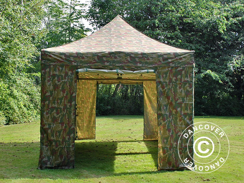 Foldetelt FleXtents PRO Steel 3x6m Camouflage/Militær, inkl. 6 sider