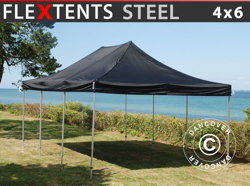 Foldetelt FleXtents Steel 4x6m Sort