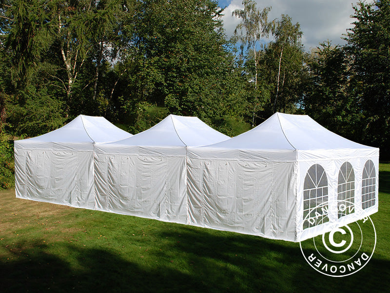 Foldetelt FleXtents® Steel 12x6m Hvid, inkl. 8 sider