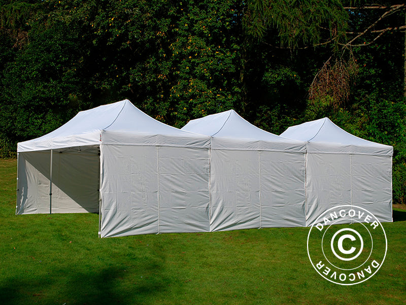 Foldetelt FleXtents® Steel 12x8m Hvid, inkl. 8 sider