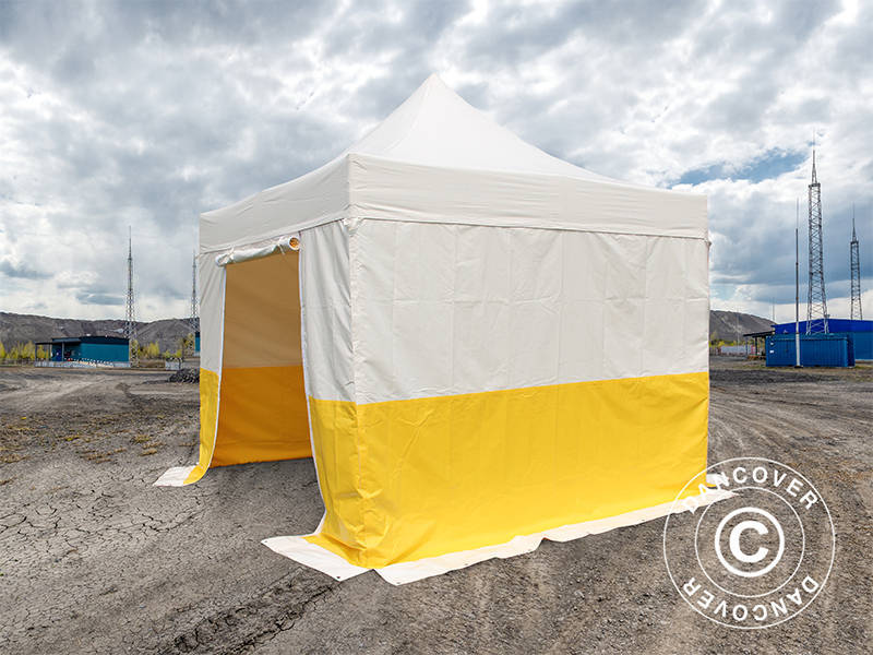 Foldetelt FleXtents® PRO 3x3m, PVC, Arbejdstelt, Flammehæmmende, inkl. 4 sidevægge