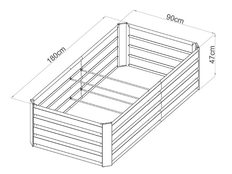 Højbed, 0,9x1,8x0,47m, 800l, Antracit