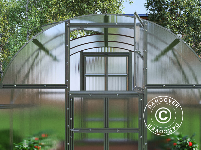 Drivhus polycarbonat TITAN Arch 320, 12m², 3x4m, Sølv