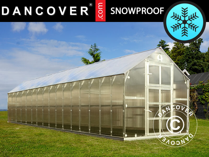Drivhus polycarbonat TITAN Classic 480, 19,1m², 2,35x8,12m, Sølv
