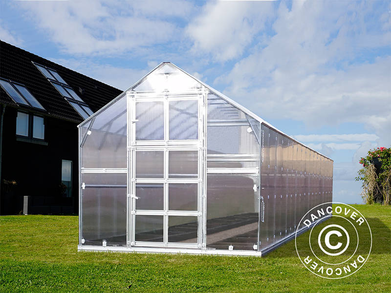 Drivhus polycarbonat TITAN Classic 480, 19,1m², 2,35x8,12m, Sølv