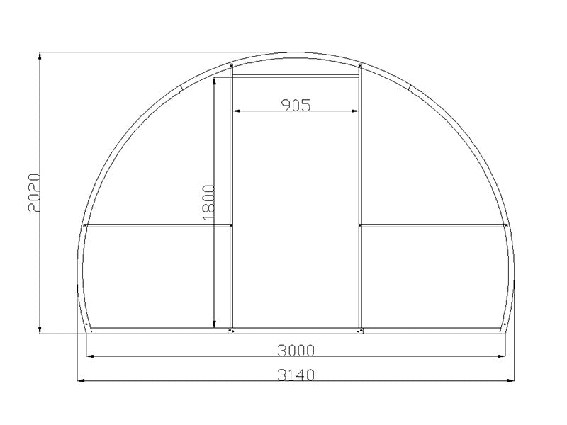 Drivhus polycarbonat, Strong NOVA 24m², 3x8m, Sølv