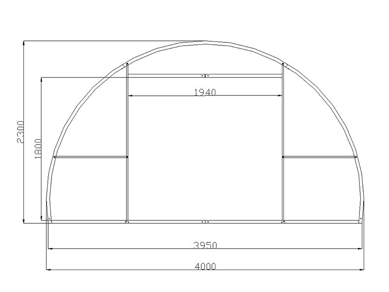 Drivhus polycarbonat, Strong NOVA 32m², 4x8m, Sølv