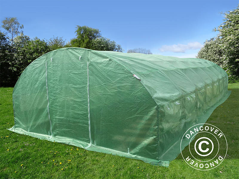 Polytunnel Drivhus 4x10,6x2m, 42,4m², Grøn