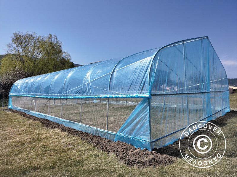 Polytunnel drivhus, 6x20x2,5m, 100-micron PO film, Transparent