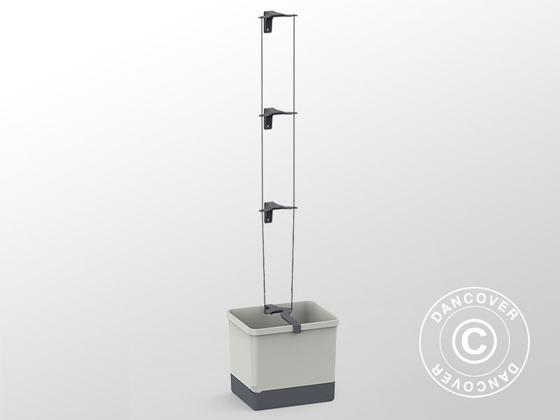 Plantekasse, CURT CUCUMBER, m/plantestøtte og vandbeholder, Lysegrå