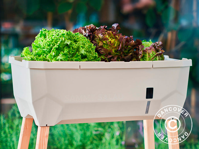 Højbed, SAMMY SALAD, m/låg og vandbeholder, Lysegrå