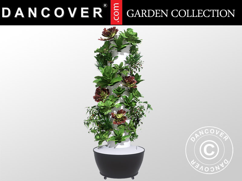 Hydroponisk væksttårn m/LED, 0,8x0,8x1,7m, Hvid