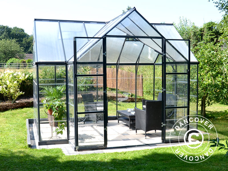 Orangeri, drivhus polycarbonat VICTORY, 10,41m², Palram/Canopia, 3,66x3,05x2,69m, Grå