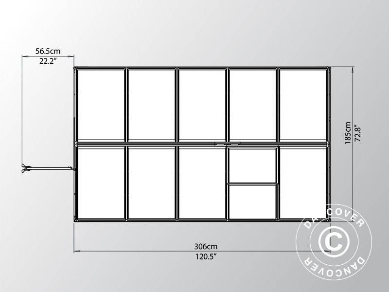 Drivhus polycarbonat 5,7m², Palram/Canopia, 1,85x3,06x2,08m, Grøn