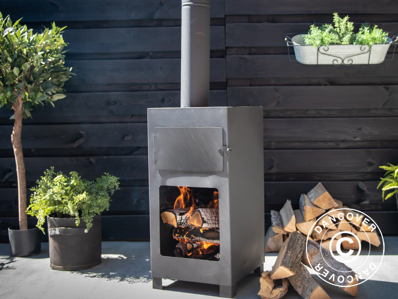 Pizzaovn til brænde, 38,9x38,9x140,5cm, Sort