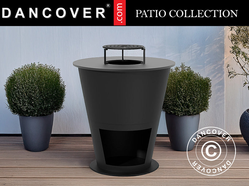 Bålfad m/brændeopbevaring, Ø74,5x80cm, Sort