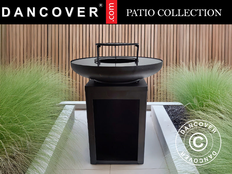 Bålfad m/brændeopbevaring, Ø60x73cm, Sort