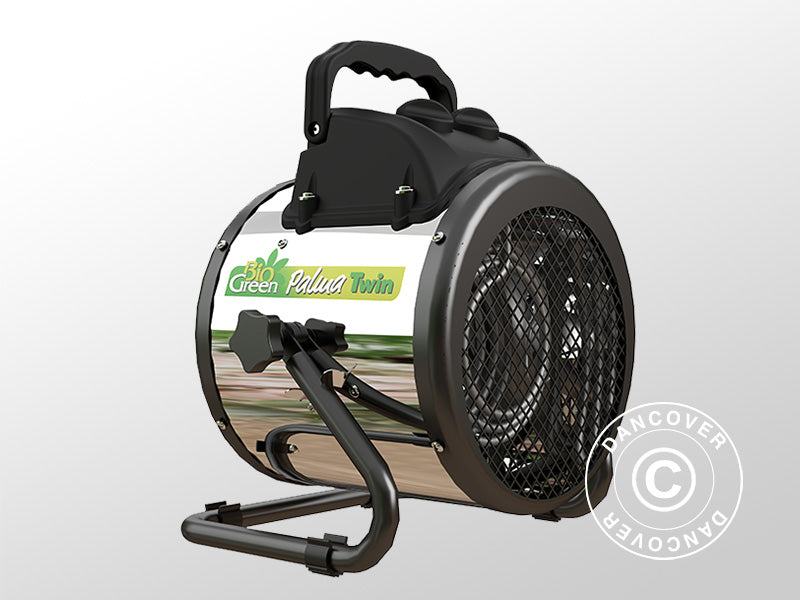 Drivhus varmeblæser, Palma Twin, manuel, 1000/2000 W, Sort/Sølv