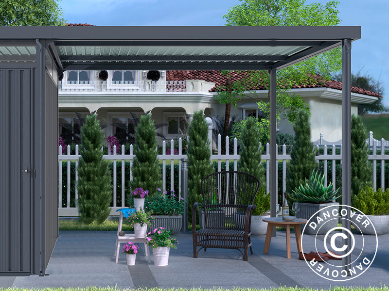 Udhæng t/redskabsskur med ovenlys, 2,86x2,45x2,26m, 7m², Antracit