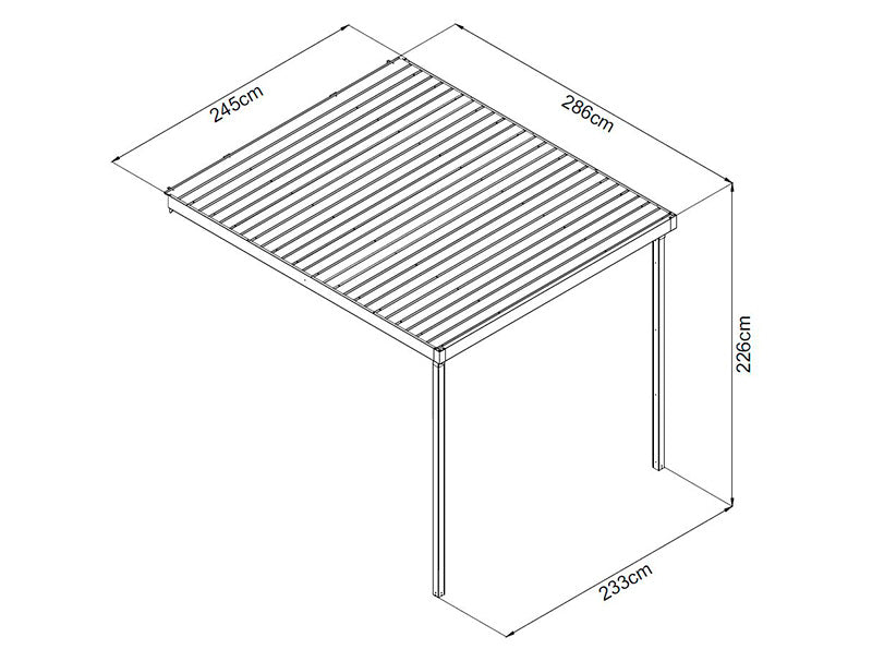 Udhæng t/redskabsskur med ovenlys, 2,86x2,45x2,26m, 7m², Antracit