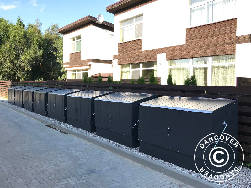 Cykelskur, Bicycle Storage Box, Trimetals, 1,96x0,89x1,33m, 1,74m², Antracit