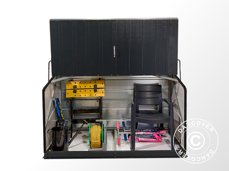 Redskabsskur, opbevaringsboks, Storeguard, Trimetals, 1,96x0,89x1,13m, 1,74m², Antracit