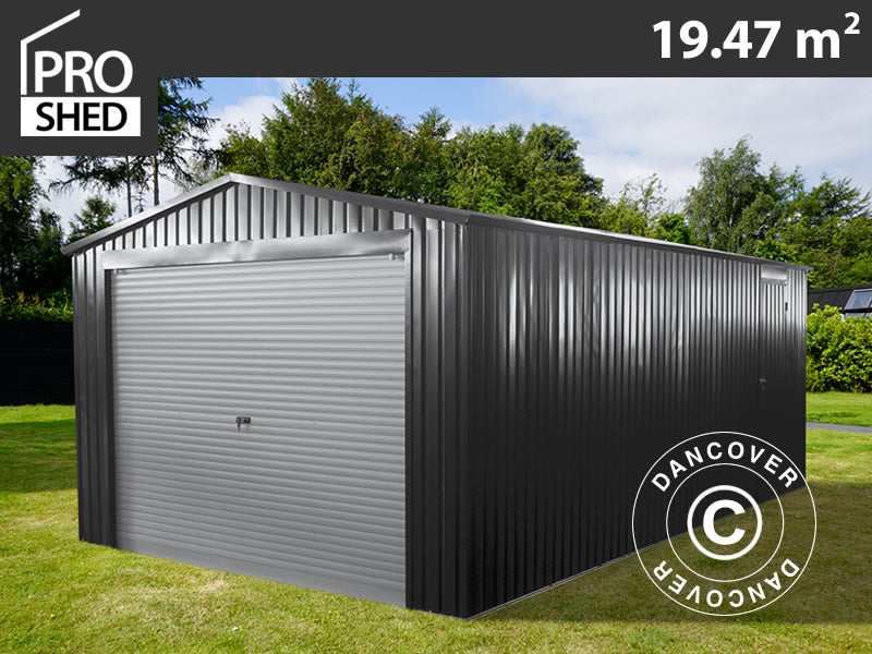 Metalgarage 3,38x5,76x2,43m, 19,47m², ProShed®, Antracit