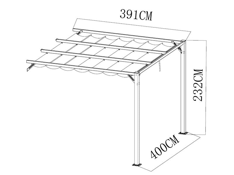 Forlængelse til pergola pavillon Santa Cruz, 4x4m, Mørkegrå