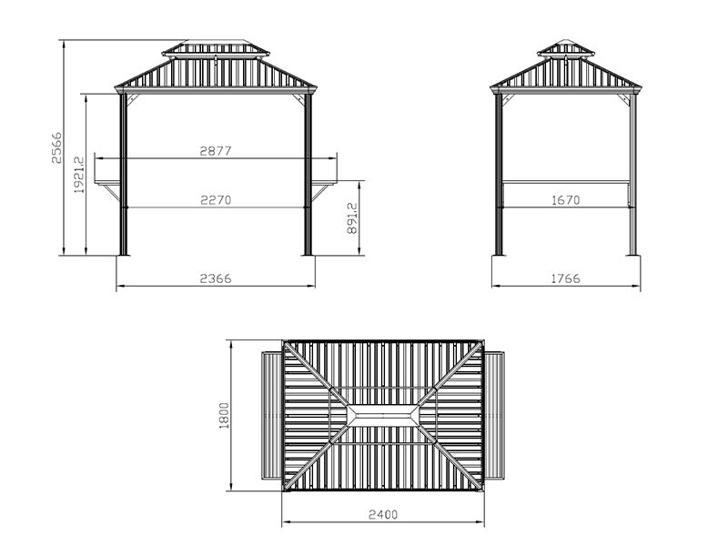 Grillpavillon San Antonio, 2,4x1,8m, Sort