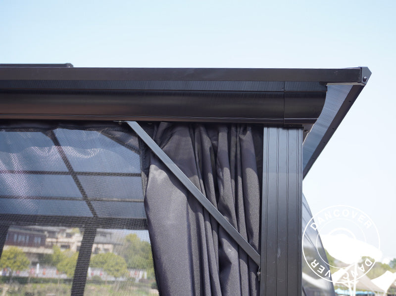 Pavillon Santa Ana Alu+ m/sidevægge og myggenet, 3,65x6m, Sort