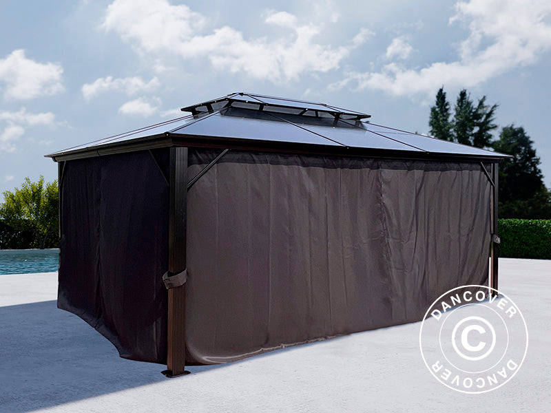 Pavillon Santa Ana Alu+ m/sidevægge og myggenet, 3,65x4,85m, Sort