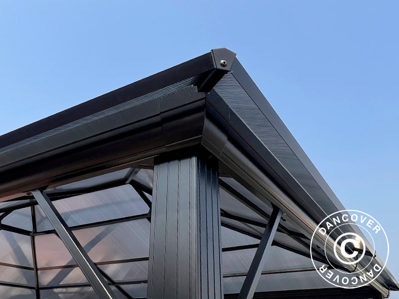 Pavillon Santa Ana Alu+ m/sidevægge og myggenet, 3,65x4,85m, Sort