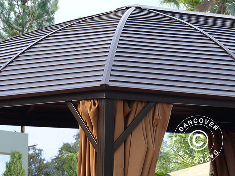 Pavillon San Jose m/sidevægge og myggenet, 3x4m, Brun