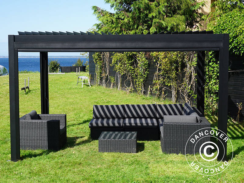 Bioklimatisk pergola pavillon San Pablo Alu+, 3x4m, Sort