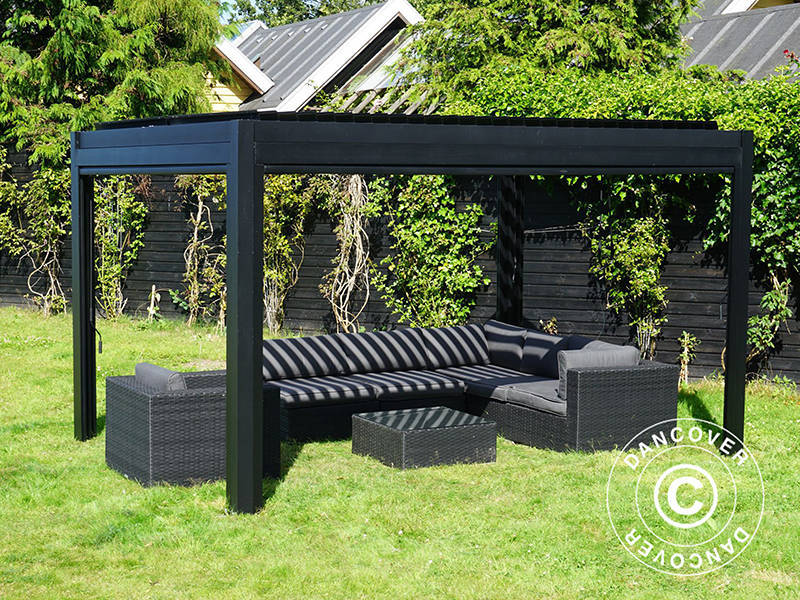 Bioklimatisk pergola pavillon San Pablo Alu+, 3x4m, Sort
