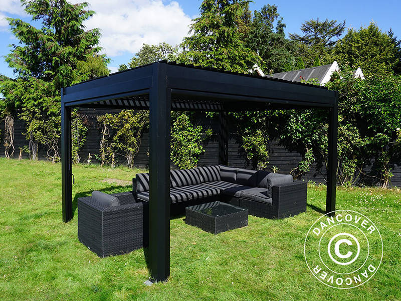 Bioklimatisk pergola pavillon San Pablo Alu+, 3x4m, Sort