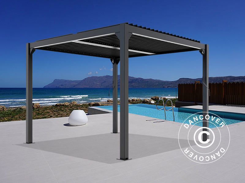 Bioklimatisk pergola pavillon San Pablo Alu+, 4x4m, Sort