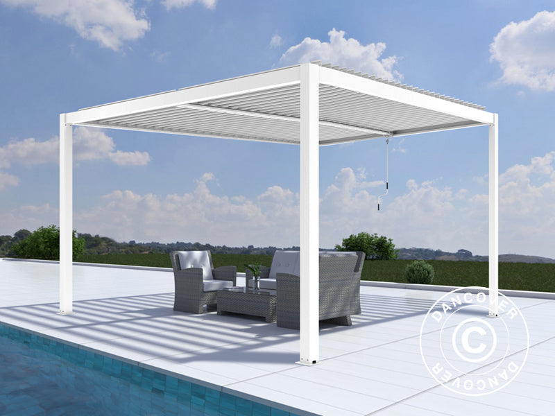 Bioklimatisk pergola pavillon San Pablo Alu+, 4x4m, Hvid